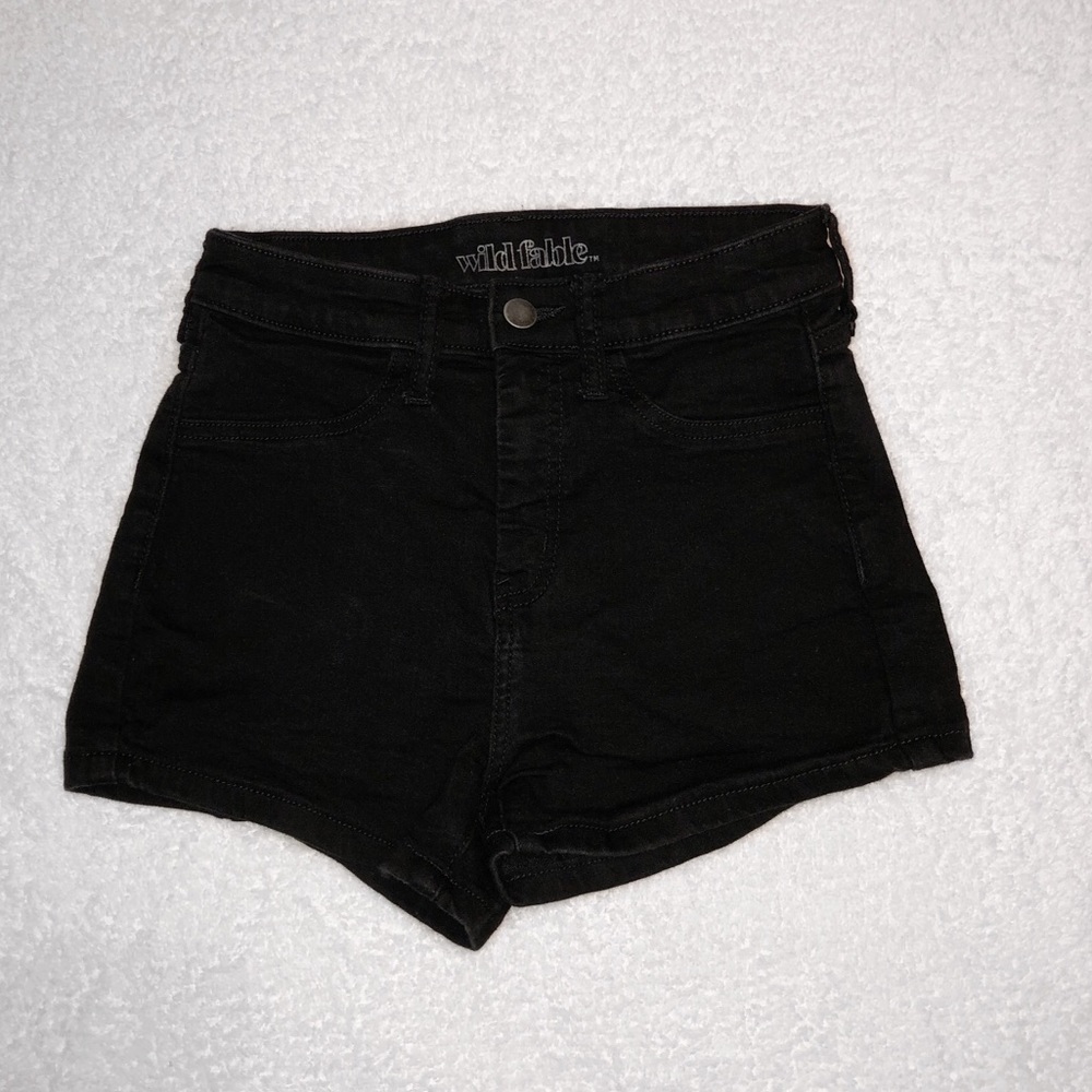 Black High Waisted Denim Shorts